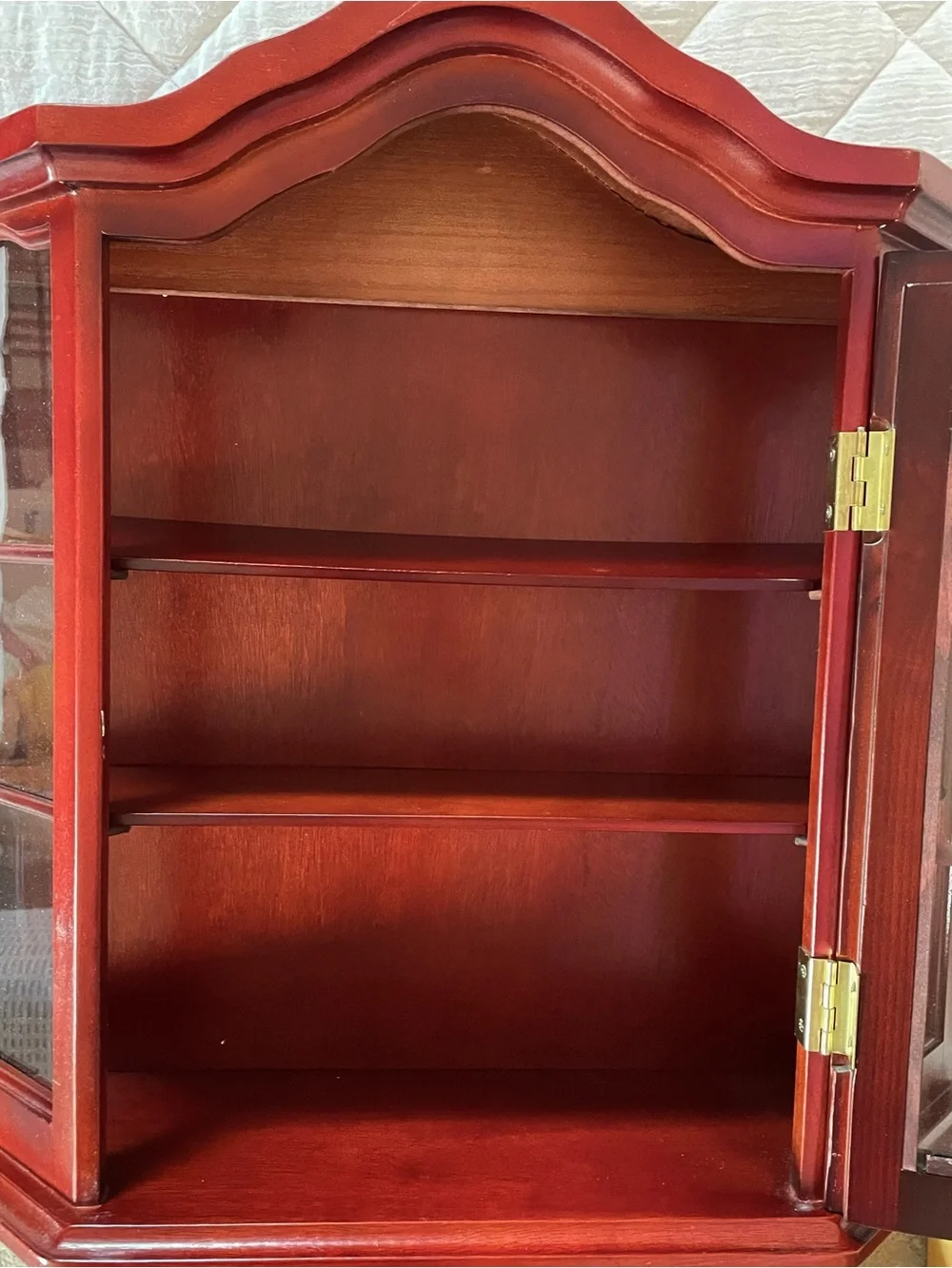 vintage antique wood curio cabinet display case